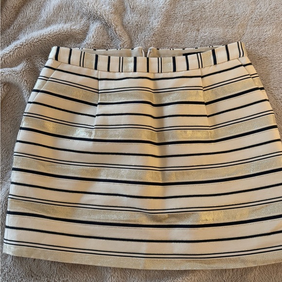J.Crew Linen Blend A-Line Blue & White Striped Mini Skirt SIZE XS Hemmed Altered